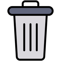 Outlined Colorful Flat Dustbin Icon