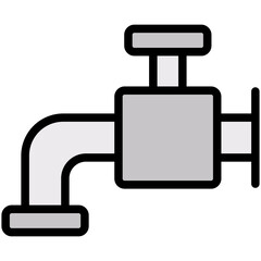 Outlined Colorful Flat Faucet Icon