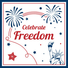 Independence Day Post, 4th of July Design, Freedom Celebration Art, Social Media Post Design
