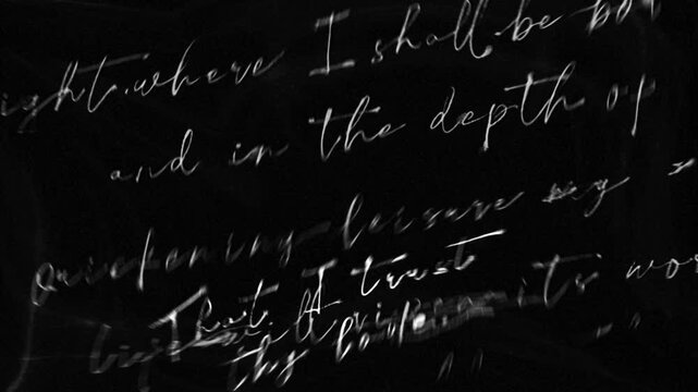 Dark and Moody Cursive Handwritten Text Background Animation Over Black
