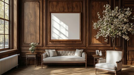 Elegant antique room with large art piece