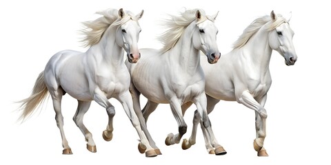 Obraz premium Set of White horse isolated on white background