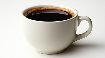 Obraz premium Full cup of black coffee in a white mug.