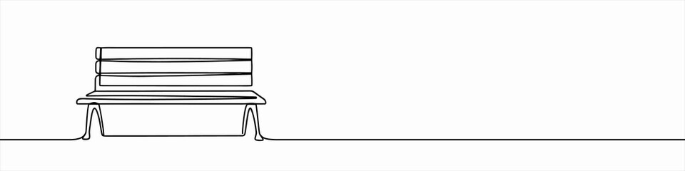 Bench continuous one line drawing. Empty bench symbol.