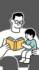 A heartwarming illustration depicts a father reading to his child, emphasizing the special bond and love through storytelling, 8K