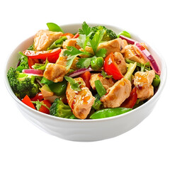 Colorful Chicken Stir-Fry with Vegetables on transparent background