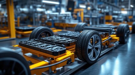 Obraz premium Automobile factory assembly line