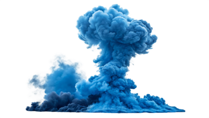 a blue smoke explosion border isolated on white background PNG. AI GENERATED
