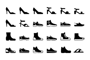 Variety of shoes footwear fashion style collection