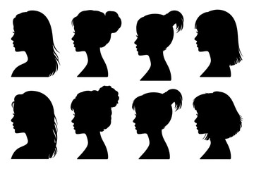 Woman hairstyle silhouette collection vector art