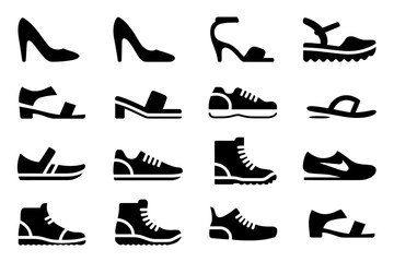 Footwear collection shoes heels boots sandals vector