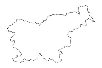 Vector map of Slovenia, Republic of, a country in Central Europe. Detailed black contour, isolated on white background.