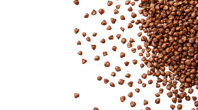 Buckwheat Grains Close-Up, Clear Background, Organic Food Detail