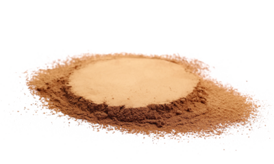 pile cocoa powder isolated on white background, side view