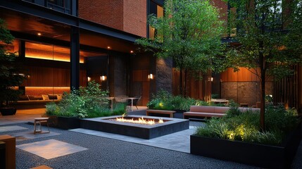 Obraz premium Urban courtyard with fire pit