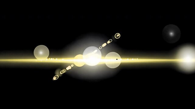 Abstract glowing spheres alignment animated overlay, transparent 4K video, alpha channel, ProRes 4444