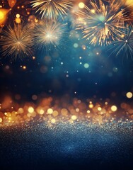 Obraz premium Vibrant, multicolored fireworks exploding in the darkness of night, a visual image