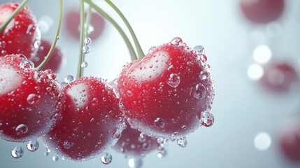 cherries with water drop