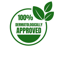 100% Dermatologically APPROVED stamp, organic bio, Eco, label, icon, tag, stamp, eco friendly, for advertising, marketing and promotion concepteco friendly label