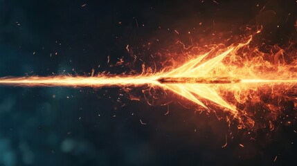 A fiery arrow composed of flames, symbolizing speed and intensity in a dynamic design.