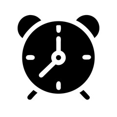 Alarm clock silhouette on transparent background for web and graphic design