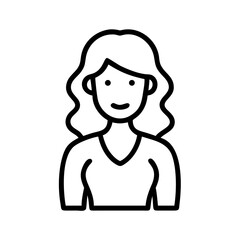 Casual female with wavy hair on transparent background for web and graphic design
