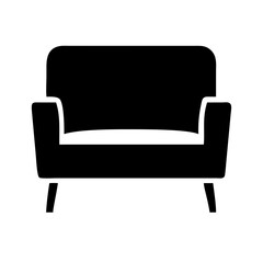 Couch silhouette on transparent background for web and graphic design