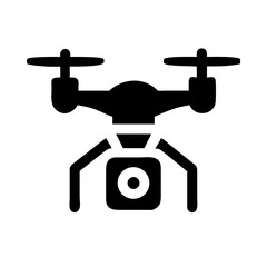 Drone with lens silhouette on transparent background for web and graphic design