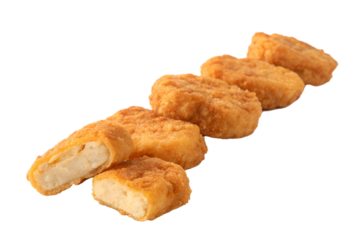 Golden Brown Crispy Chicken Nuggets isolated on transparent background