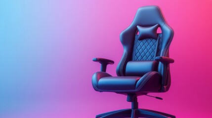 The gaming chair is modern and sleek, with a vibrant neon color scheme and an ergonomic design that includes adjustable features