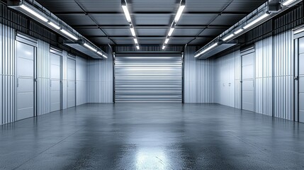 Fototapeta premium Empty modern storage garage with metal doors