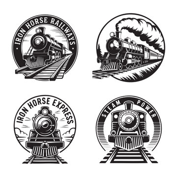 Vintage Black and White Railroad Logos Collection