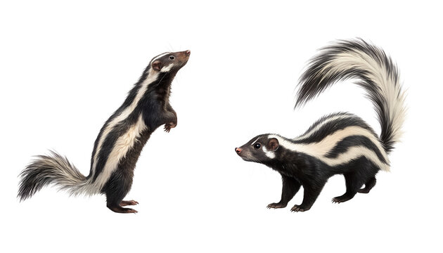 Zorilla striped polecat isolated on transparent background