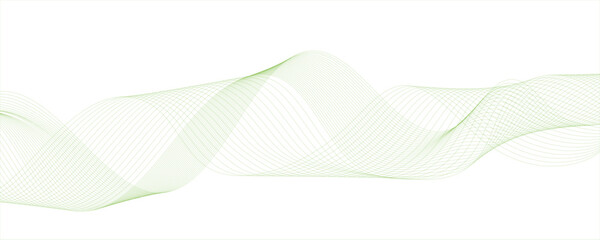 Minimalist abstract wave design consisting of smooth, flowing black and green lines on a white background. Wave lines pattern curved shape motion.. creative technology flowing smooth diagonal.