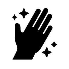 hand with sparkle cleaning glove silhouette on transparent background for web and graphic design