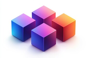 Obraz premium Colorful 3D cubes with vibrant gradient hues on a white background