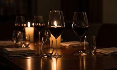 Elegant Wine Dinner with Candlelight Glow

