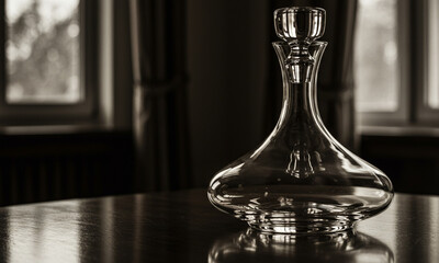 Wine Decanter Art with Glass Reflections

