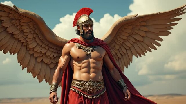 Roman God Mercury with Winged Sandals and Helmet

