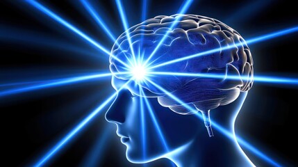 Obraz premium Illuminated Brain, Idea, Mind, Insight, Dark Background