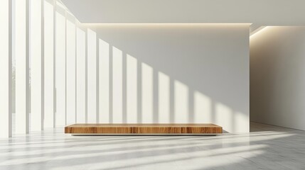 The interior space features a minimalist aesthetic and an abundance of natural light