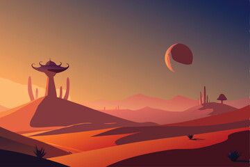 Fototapeta premium a vast alien desert on k2 18b bathed in golden 