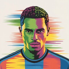A vibrant digital painting portrays a soccer player