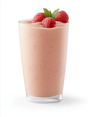 Raspberry smoothie decorated with fresh raspberries and mint