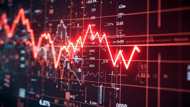 abstract red stock market crash chart going down background
