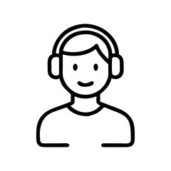 male with headphones on transparent background for web and graphic design