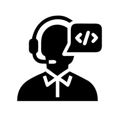 male developer with headset silhouette on transparent background for web and graphic design