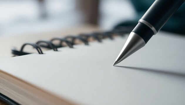 pen is sitting on top of a notebook