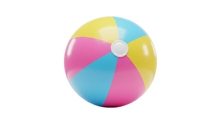 Colorful Beach Ball - Vibrant 3D render of a beach ball with pastel colors like pink, blue, and yellow, ideal for summer-themed designs, beach activities, and poolside fun.
