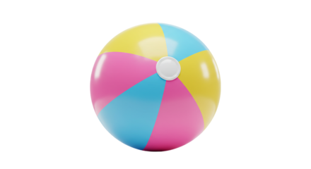 Colorful Beach Ball - Vibrant 3D render of a beach ball with pastel colors like pink, blue, and yellow, ideal for summer-themed designs, beach activities, and poolside fun.